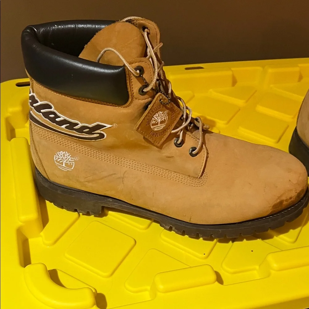 Timberland Men’s Tan Nubuck Padded Collar Lace-Up Boots Sz 15 - Picture 8 of 16